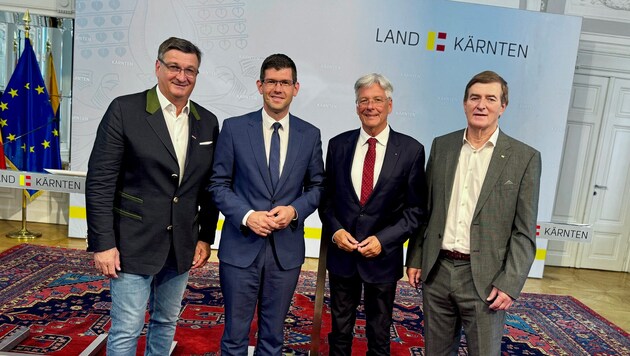 WK-Präsident Jürgen Mandl, Landesvize Martin Gruber, Landeshauptmann Peter Kaiser und ...