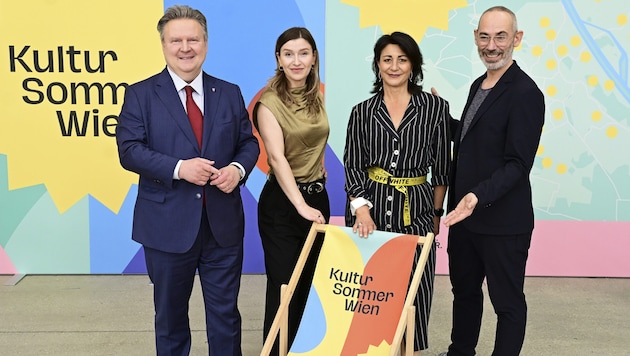 Bürgermeister Michael Ludwig, Kabarett-Kuratorin „Malarina“ Marina Lacković, Kulturstadträtin ...