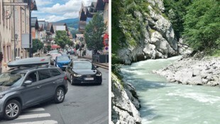 Auf dem Weg in den Süden weichen tausende Autos der Blechlawine auf der Tauernautobahn aus – um ...