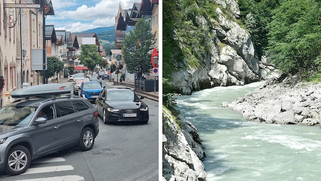 Auf dem Weg in den Süden weichen tausende Autos der Blechlawine auf der Tauernautobahn aus – um ...