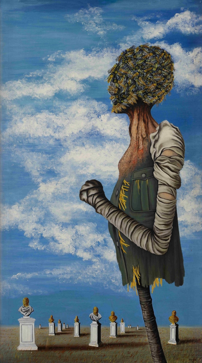 Toyen: „Krieg (Die Vogelscheuche)“, 1945