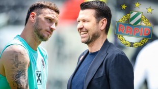 Rapid-Sportchef Markus Katzer (li.) bastelt an einem Sensations-Coup von Marko Arnautovic.