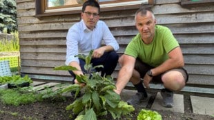 Lorenz Mayr (li.) besuchte Hausbesitzer Christian Tille im Bezirk Tulln, der in seinem Garten ...