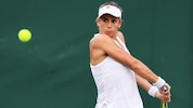 Julia Grabher 2023 bei ihrem bislang einzigen Auftritt im Hauptbewerb von Wimbledon.