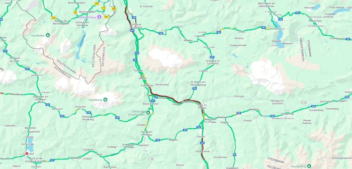 Auch auf Google Maps kann man das Ausmaß des Staus sehen