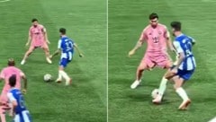 Fabio Vieira schob Lionel Messi tatsächlich ein Gurkerl. Sehr gewagt.