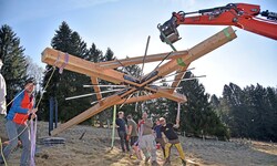 Die Krampusgruppe St. Michael beim Aufbau
