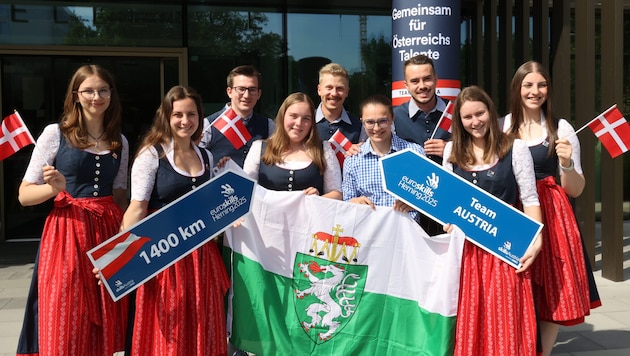 Das Team Steiermark bei den Euroskills 2025 im dänischen Herning: Eva Manninger (Grafik-Design), ...