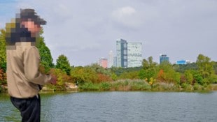 Als die Abkühlung-suchende Frau weglaufen wollte, packte sie der junge Mann von hinten. 
