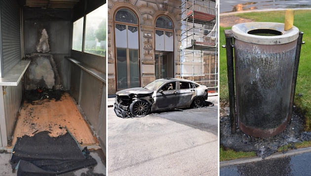 In der Nacht von Samstag auf Sonntag legte offenbar ein Feuerteufel gleich mehrere Brände – ...