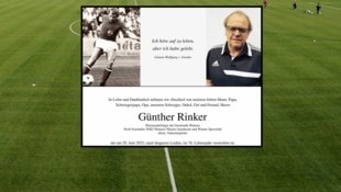 Auszug der Parte zum Ableben Günther Rinkers