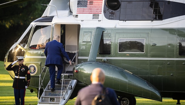 Der US-Staatschef bei seinem Abflug zum NATO-Gipfel
