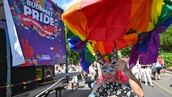 Ein Bild der Pride-Parade in Budapest aus dem Jahr 2023