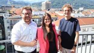 Rechtsausschuss-Obmann Benjamin Plach (SP), Julia Payr (JA ) und Dejan Lukovic (Grüne, v. li.) ...