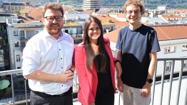 Rechtsausschuss-Obmann Benjamin Plach (SP), Julia Payr (JA ) und Dejan Lukovic (Grüne, v. li.) ...