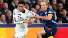 Bidstrup (re. gegen Reals Bellingham) traf beim 1:5 im Bernabeu.