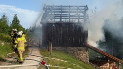 Löscheinsatz im Freilichtmuseum in Großgmain.