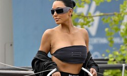 Kim Kardashian ist wohl nur mit leichtem Gepäck zu Hochzeitsfeier von Jeff Bezos und Lauren ...