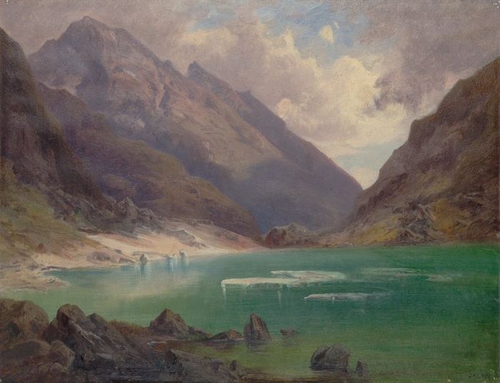 Anna Baar-Plommer: Gebirgssee mit Glocknergruppe, 1860-1890