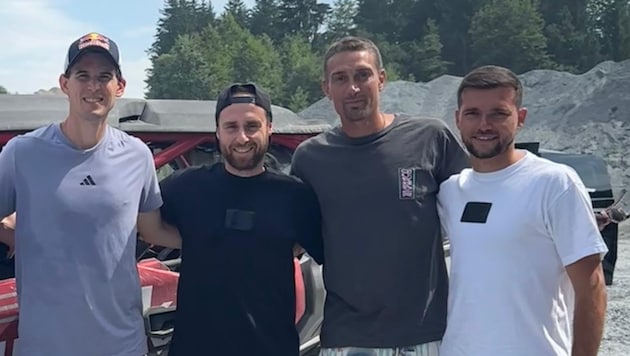Kevin Stöger, Stefan Ilsanker, Björn Schulz und Dominic Thiem (von rechts nach links) bei ihrer ...