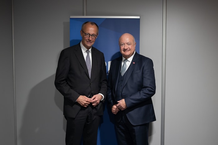 Friedrich Merz und Christian Stocker bei einem Treffen Ende April