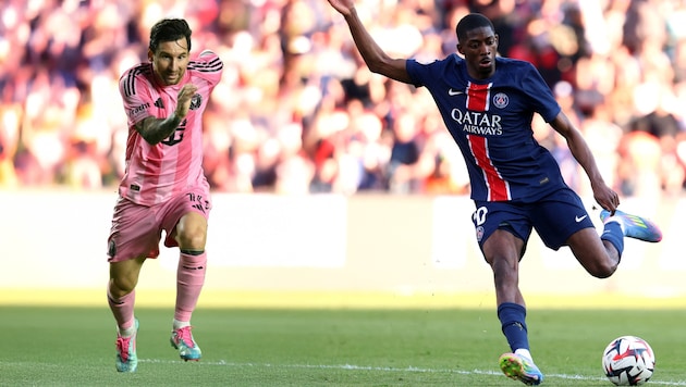 Lionel Messi (l.) trifft mit Inter Miami auf seinen Ex-Klub Paris Saint-Germain.