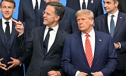 US-Präsident Donald Trump (hier im Bild mit NATO-Generalsekretär Mark Rutte, Frankreichs ...