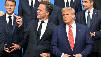 US-Präsident Donald Trump (hier im Bild mit NATO-Generalsekretär Mark Rutte, Frankreichs ...