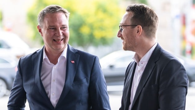 Babler (li.) und Tirols SPÖ-Chef Philip Wohlgemuth