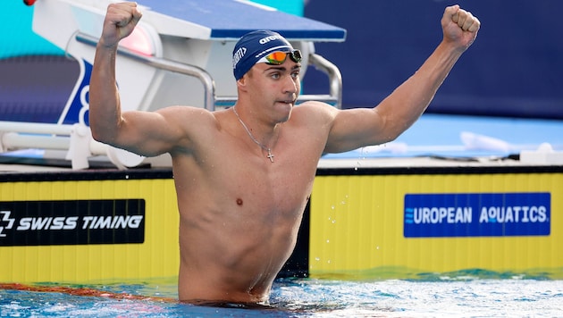 Jubel über EM-Dreifachgold: Luka Mladenovic.