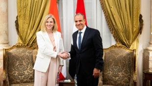 Außenministerin Beate Meinl-Reisinger (NEOS) und ihr ägyptischer Amtskollege Badr Abdelatty in ...