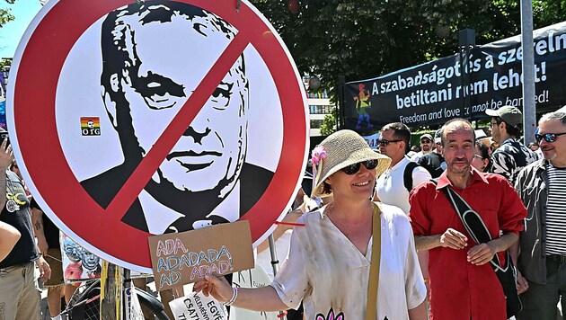 Vergangene Proteste gegen den Ungarn-Premier in Budapest: