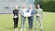 Gerber und Vizerektor Weihs mit Happ (li.) und Wachholz (re.)