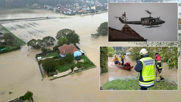 „Land unter“ hieß es in NÖ im September. Im Kampf gegen die Fluten Feuerwehrchef Fahrafellner ...