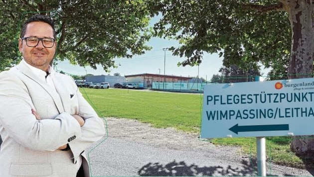 Hier, zwischen Fußball- und Tennisplatz, werden künftig alte und pflegebedürftige Menschen ...