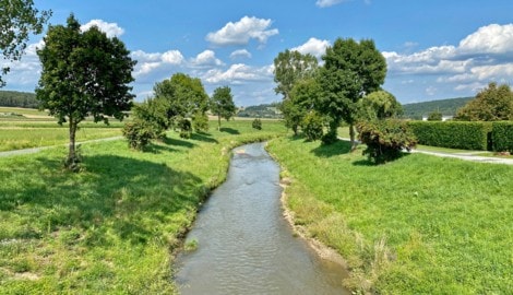 Die Pinka in Badersdorf im Bezirk Oberwart – dieser Fluss ist besonders stark vom Wassermangel ...