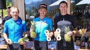 Daniel Ganahl (M.) durfte sich beim Tschengla Bike über den Sieg vor Wolfgang Pfister (l.) und ...