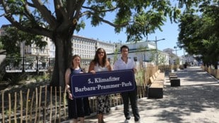 Neos-Gemeinderätin Angelika Pipal-Leixner, Verkehrsstadträtin Ulli Sima (SPÖ) und Margaretens ...