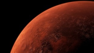 Wahrscheinlich wurde der Meteorit bei einem heftigen Asteroideneinschlag auf dem Mars ...