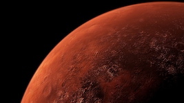 Wahrscheinlich wurde der Meteorit bei einem heftigen Asteroideneinschlag auf dem Mars ...