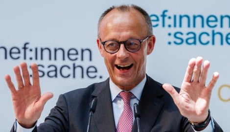 Deutschlands Bundeskanzler Friedrich Merz bei der Konferenz „Chef:innensache“