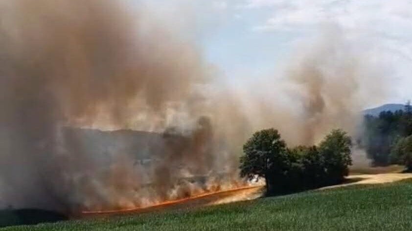 Flammen und Rauch: In Moosburg ist ein Acker in Brand geraten.