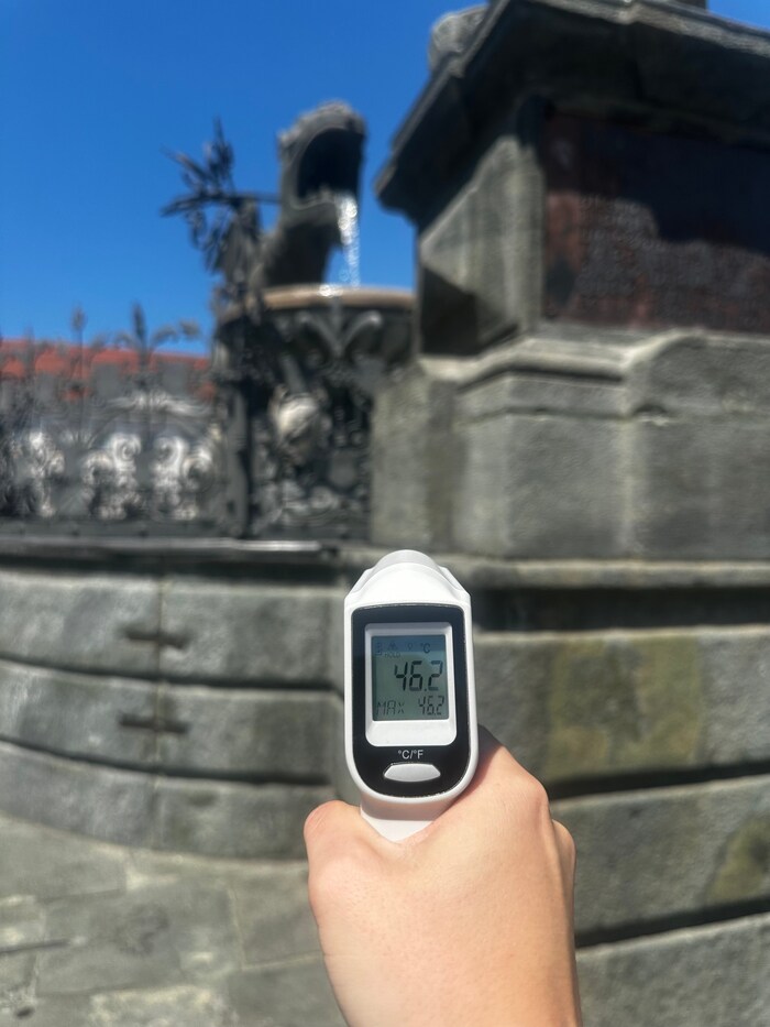 Am Gestein des Klagenfurter Lindwurms wurden am Donnerstag 46,2 Grad gemessen.