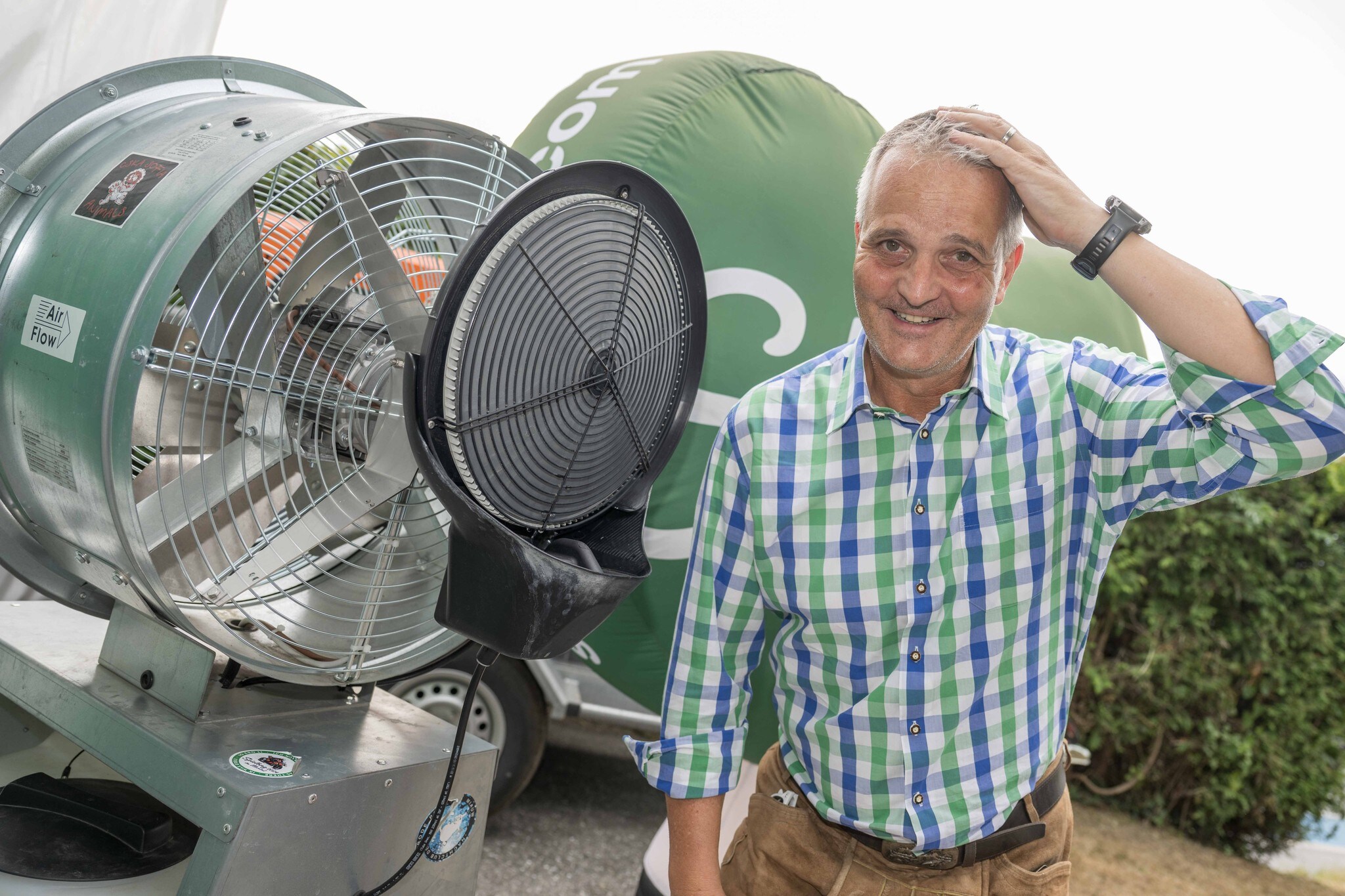Cooler Platz vor dem Ventilator für Thermen-Boss Gernot Deutsch.