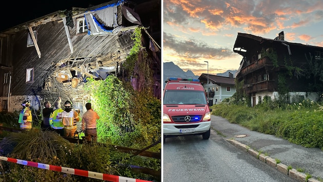 Die Einsatzkräfte nahmen das einstürzende Haus unter die Lupe.