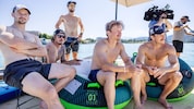 Österreichs Skiherren Joah Sturm, Manuel Feller, Marco Schwarz, Noel Zwischenbrugger und Patrick ...