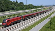 Ein Railjet bei einer Testfahrt auf der neuen Koralmstrecke 