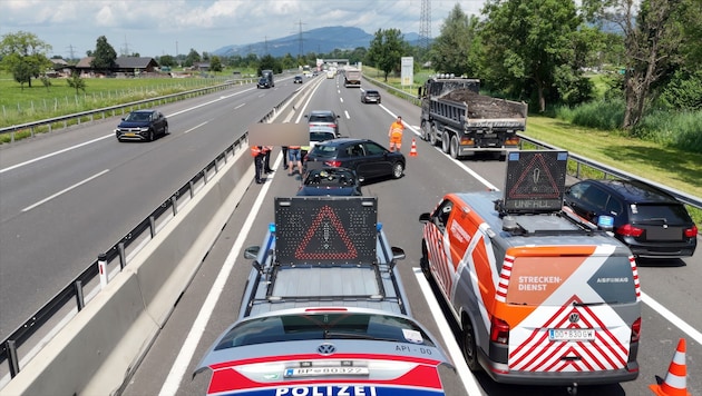 Die Unfallstelle auf der A14.