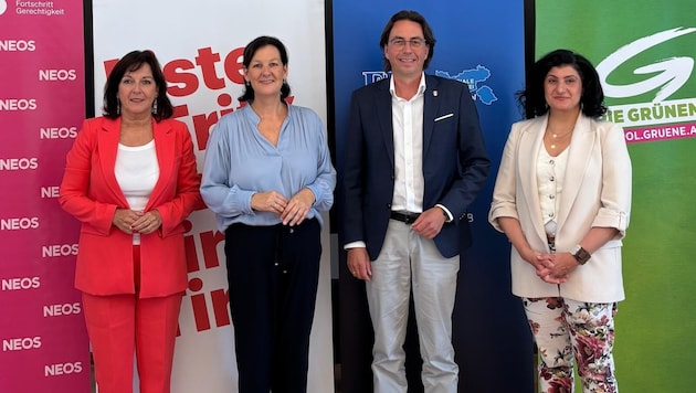 Birgit Obermüller (Neos), Haselwanter-Schneider (Fritz), Alexander Gamper (FPÖ) und Zeliha ...
