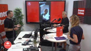 Im Studio: Patrick Jochum (li.), Gunter Motz (mitte) und Jana Kruse (re.)